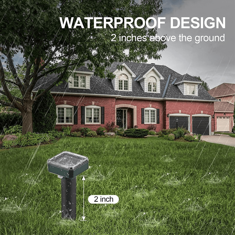 Solcellsdriven Ultraljuds Skadedjursskrämma | Avskräcker Mullvadar & Gnagare | Vattentät, 400Hz, Trädgårdsskydd Utomhus