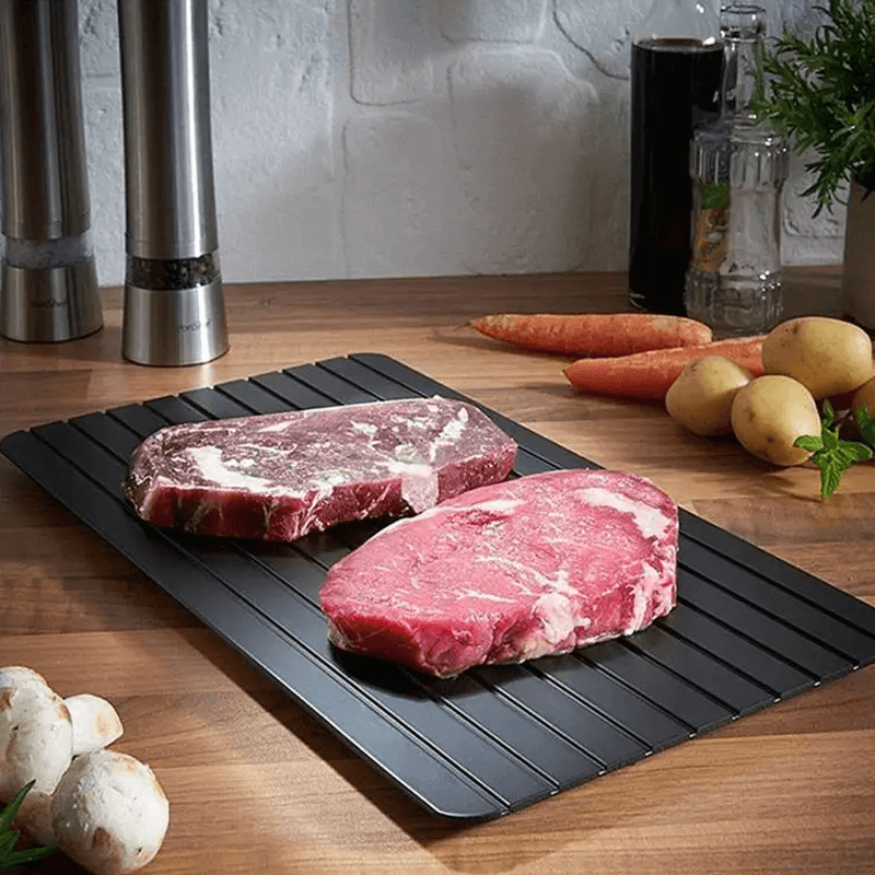 EcoThaw - Återanvändbar Upptiningsbräda i Aluminium för Snabb Upptining av Kött och Livsmedel
