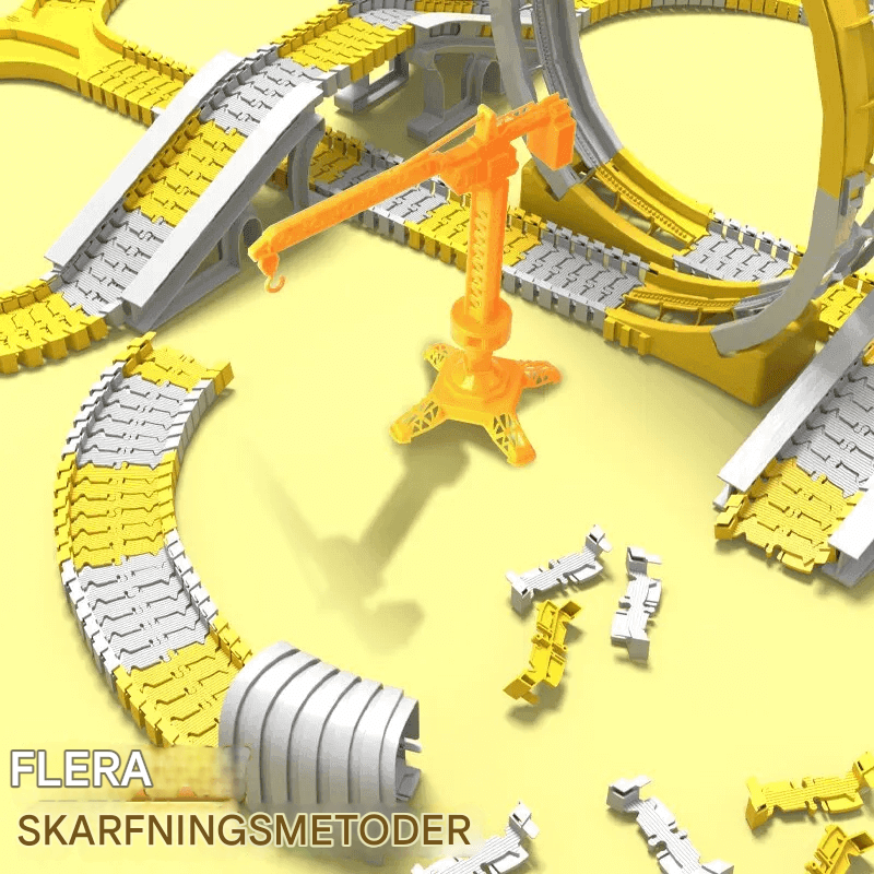 Ingenjörsbilbana – Byggbar Racerbana med Mini Ingenjörsbilar för Barn