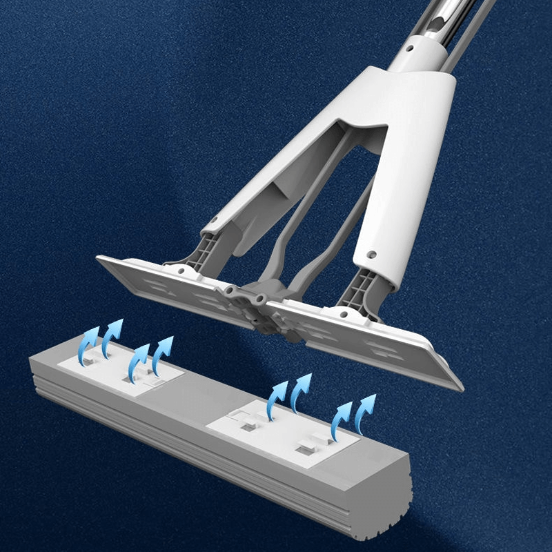 Självpressande Mopp med Teleskopskaft – Hopfällbar Bomullsmopp för Effektiv Golvrengöring & Torkning