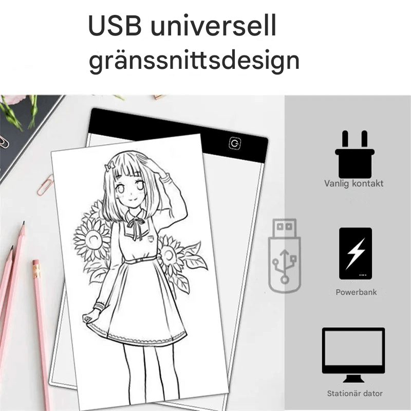 LED-upplyst Ritplatta – Perfekt för Barns Konstnärliga Utforskning