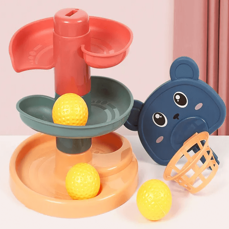 Montessori Bollrutschkana för Barn | Pedagogisk Byggsats med Färgade Ringar – Sensorisk Lek & Tidig Utveckling 3m+