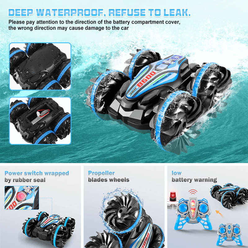 Vandtæt amfibisk fjernstyret bil til børn