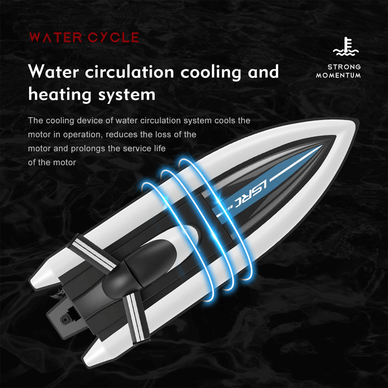 Hurtig fjernstyret båd – 25 km/t racerbåd med IPX4 vandtæthed og vandkølesystem