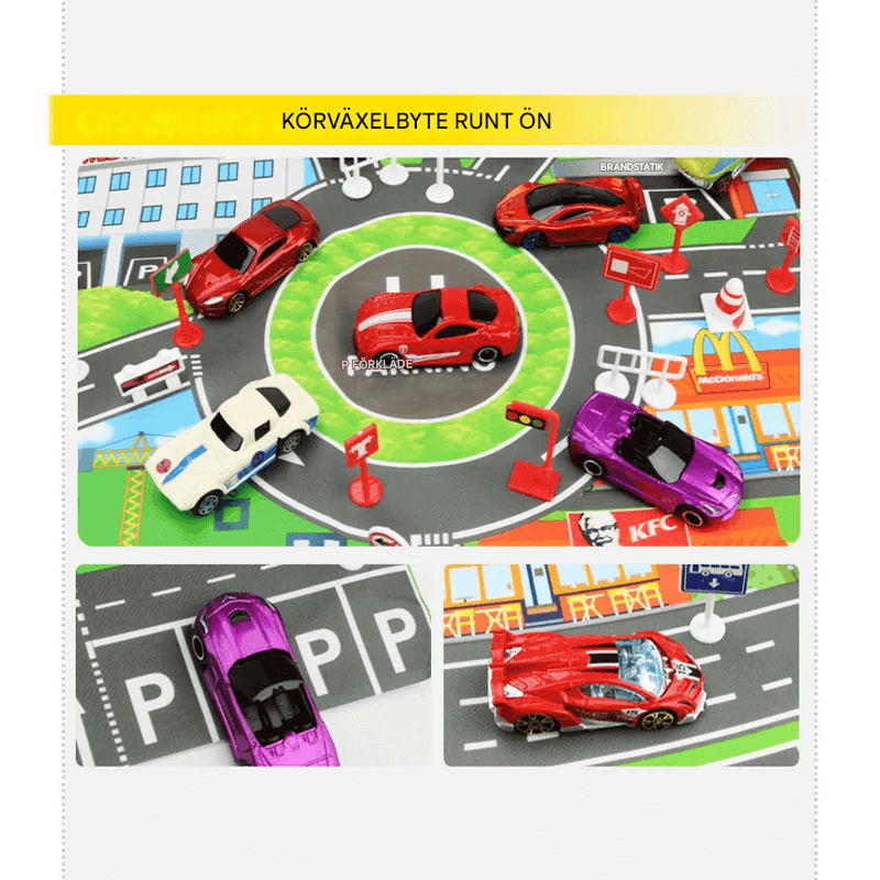 Stadsinspirerad Lekmatta – Vägkartaplansch för Kreativ och Pedagogisk Lek