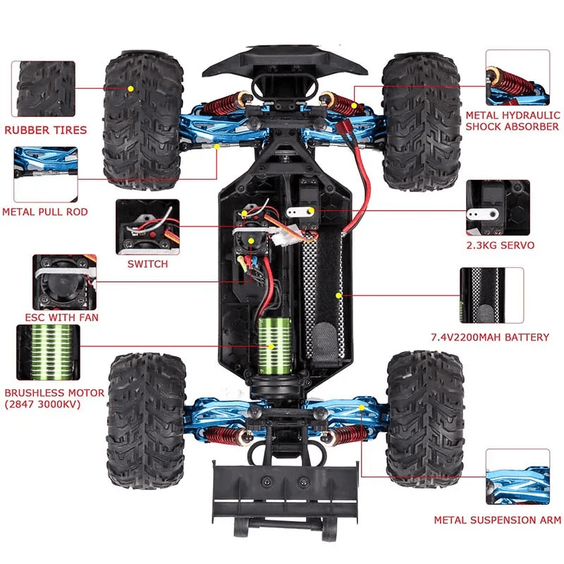 2.4G 4WD Brushless RC Car - High Speed Off-Road Racing Vehicle with 80 km/h