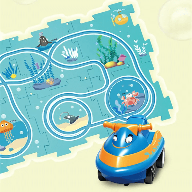 Pussel Järnväg Leksak – Gör-det-själv Set med Motorisk och Kreativ Lek för Barn