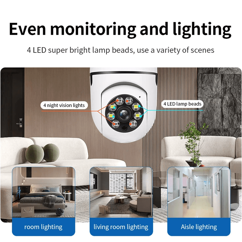 5G WiFi Surveillance Camera in Lamp Format - Wireless Smart Motion Sensor