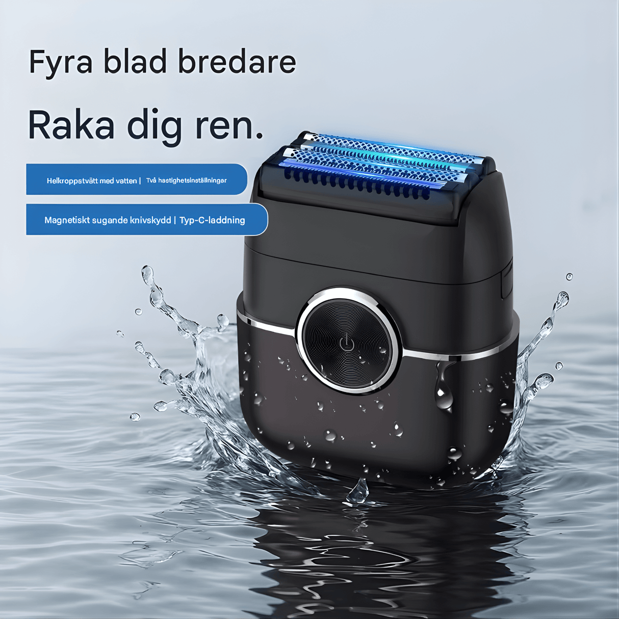 TrimPro - Bærbar elektrisk barbermaskine med 4-bladssystem & Vaskbart design til krop og ansigt