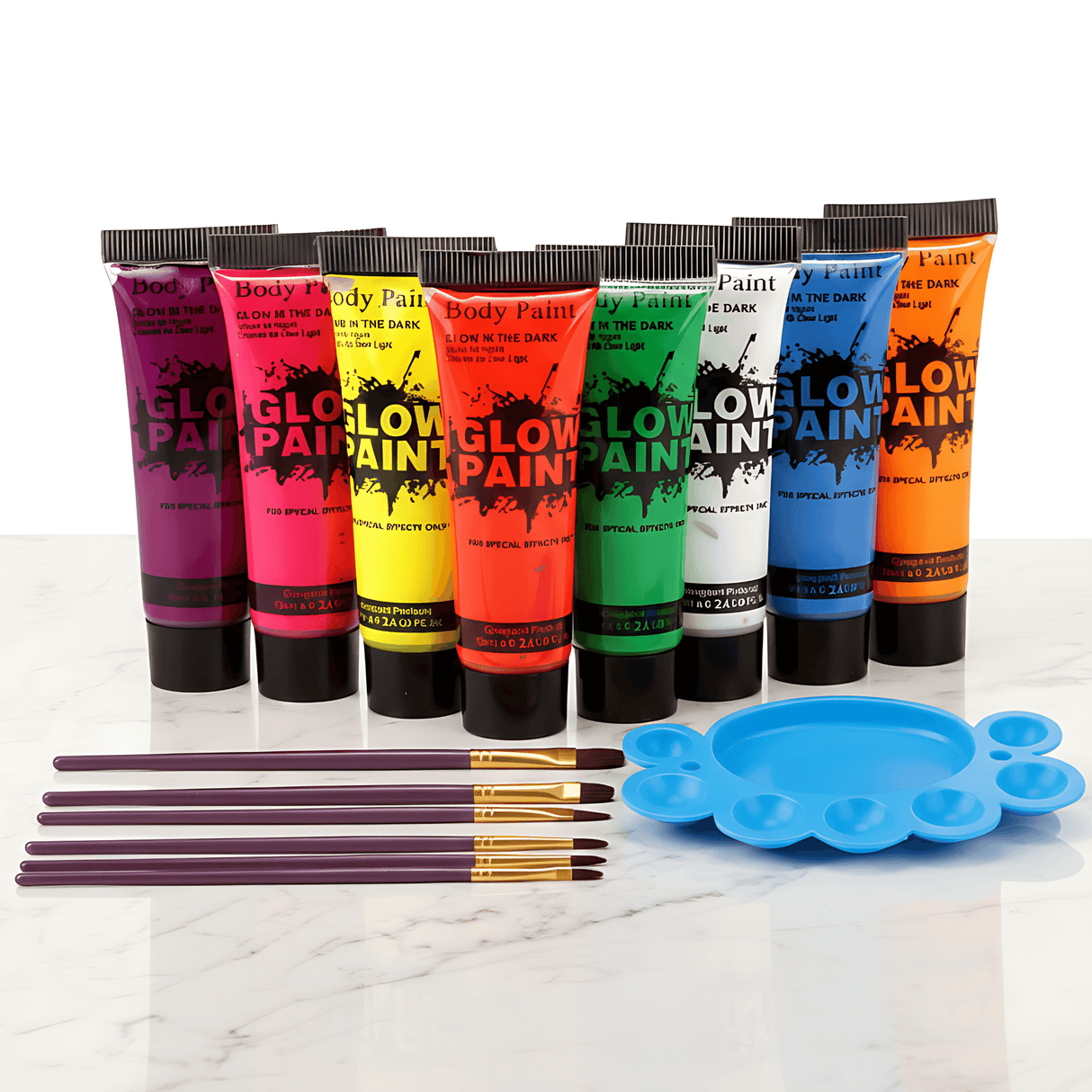 NeonAura – Halloween Neon Fluorescerende UV Kropsmaling Sæt til Ansigt og Krop, Lyser i Mørket, Fest- og Festivalmaling