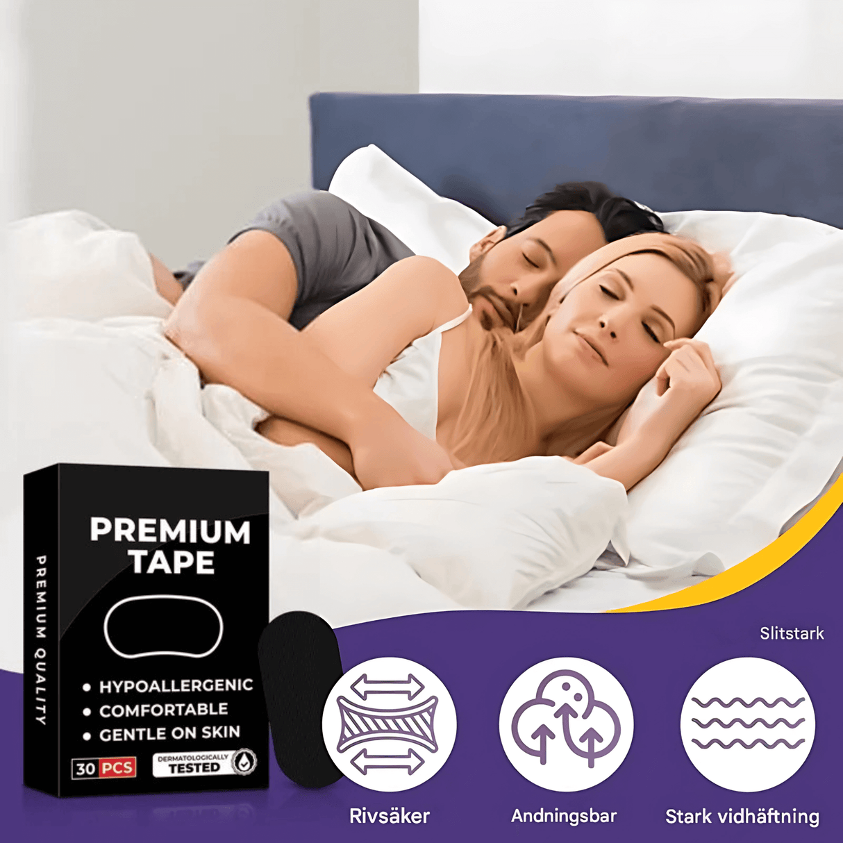 SilentSeal – Hudvänlig Muntejp mot Snarkning & För Nästandning under Sömn och Vila