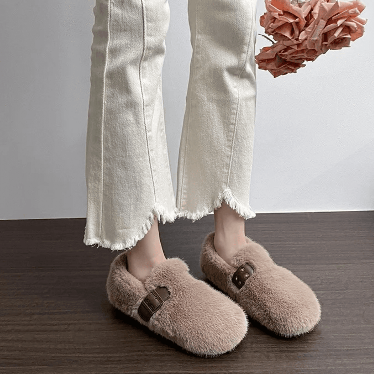 FurLush - Faux-Fur Shoes with Adjustable Strap & Plush Comfort for Indoor and Light Outdoor Use