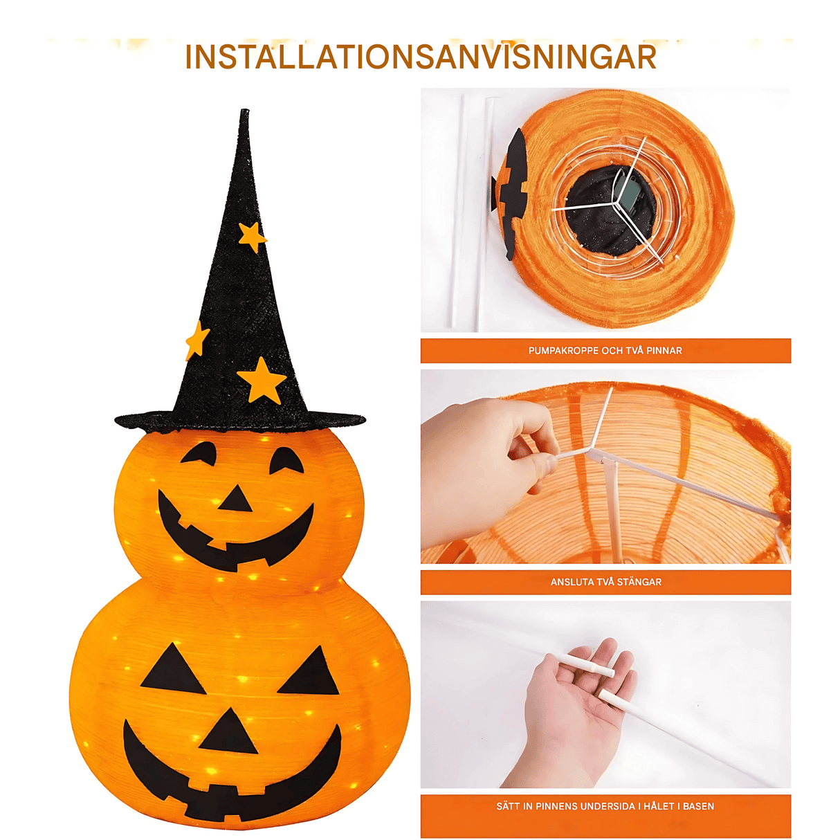 GlowPump – Hopfällbar Upplyst Halloween Pumpa med LED, Timer & Batteridriven Dekoration för Inomhus och Utomhus