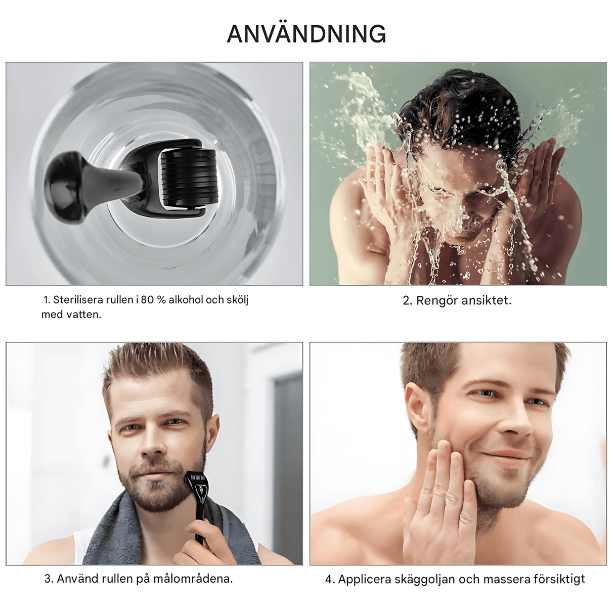 BeardPeak – Skäggvårdsset med Olja, Balm, Micro-Needle Roller & Kam för Ett Välvårdat Skägg