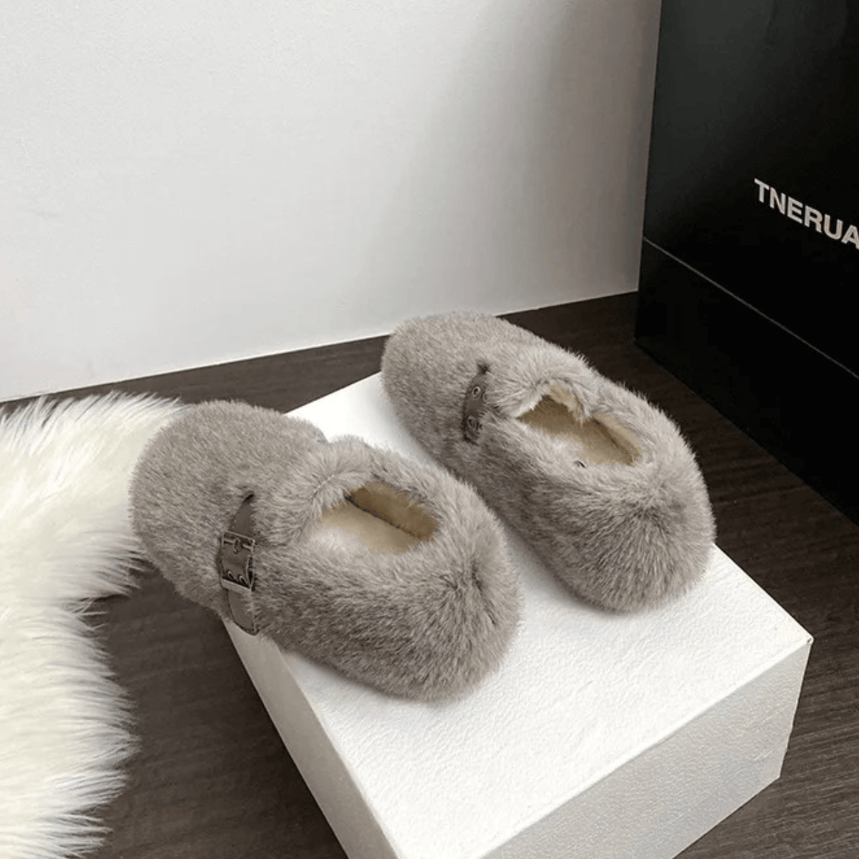 FurLush - Faux-Fur Shoes with Adjustable Strap & Plush Comfort for Indoor and Light Outdoor Use
