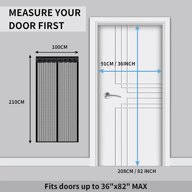 Magnetisk Myggnät för Dörr med Automatisk Stängning | Insektsnät med Magnetlås – Myggskydd för Altan, Balkong & Entré (Flera Storlekar)