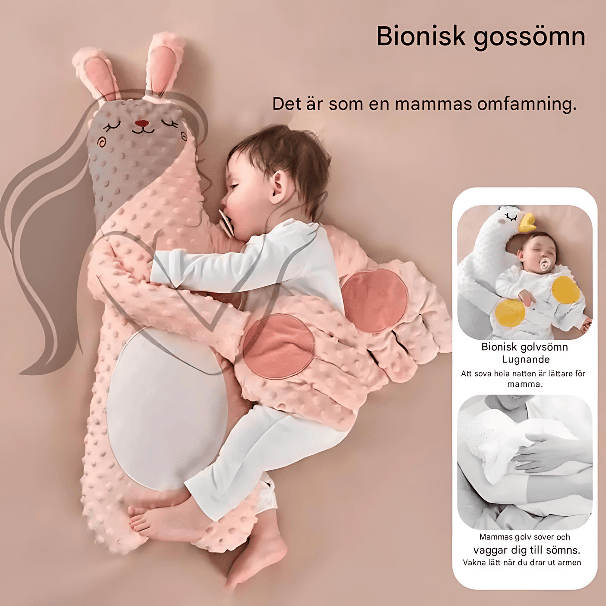 CuddleNest – Multifunktionell Barnsömn Docka med Trygghetskänsla, Värme, Musik och Flappande Fingrar