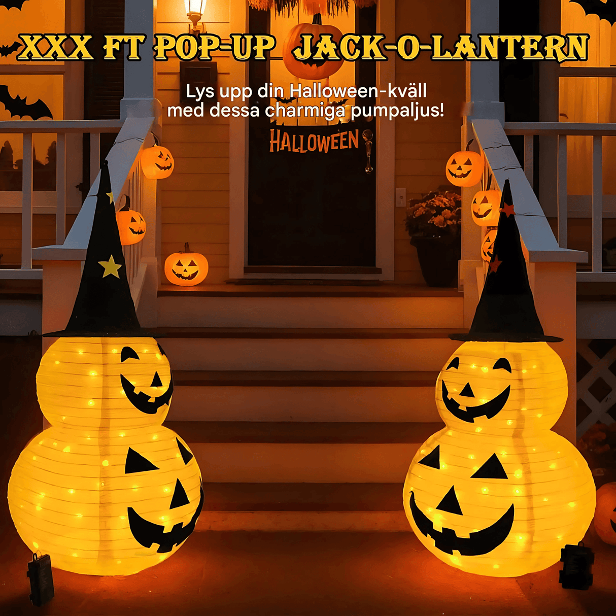 GlowPump – Hopfällbar Upplyst Halloween Pumpa med LED, Timer & Batteridriven Dekoration för Inomhus och Utomhus