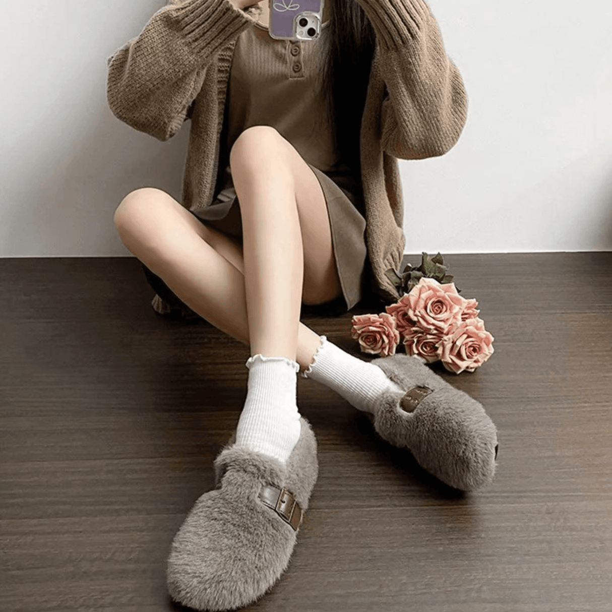 FurLush - Faux-Fur Shoes with Adjustable Strap & Plush Comfort for Indoor and Light Outdoor Use