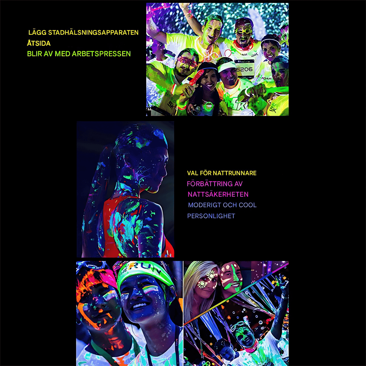 NeonAura – Halloween Neon Fluorescerende UV Kropsmaling Sæt til Ansigt og Krop, Lyser i Mørket, Fest- og Festivalmaling