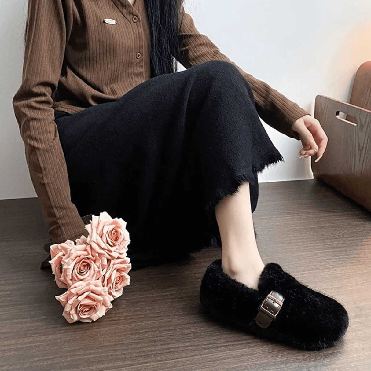 FurLush - Faux-Fur Shoes with Adjustable Strap & Plush Comfort for Indoor and Light Outdoor Use