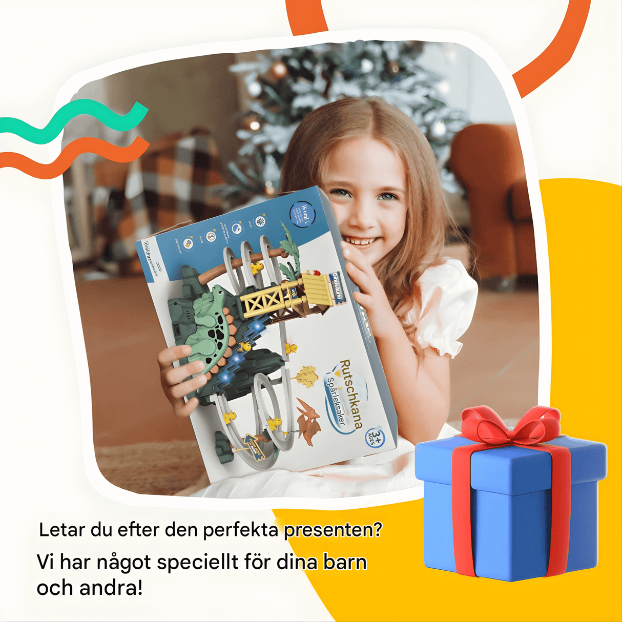 DinoTrack - Elektrisk dobbeltsporet dinosaurrutsjebane med dynamisk klatretrappe, lys & Musik til børn