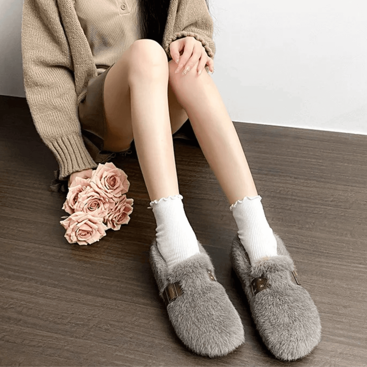 FurLush - Faux-Fur Shoes with Adjustable Strap & Plush Comfort for Indoor and Light Outdoor Use