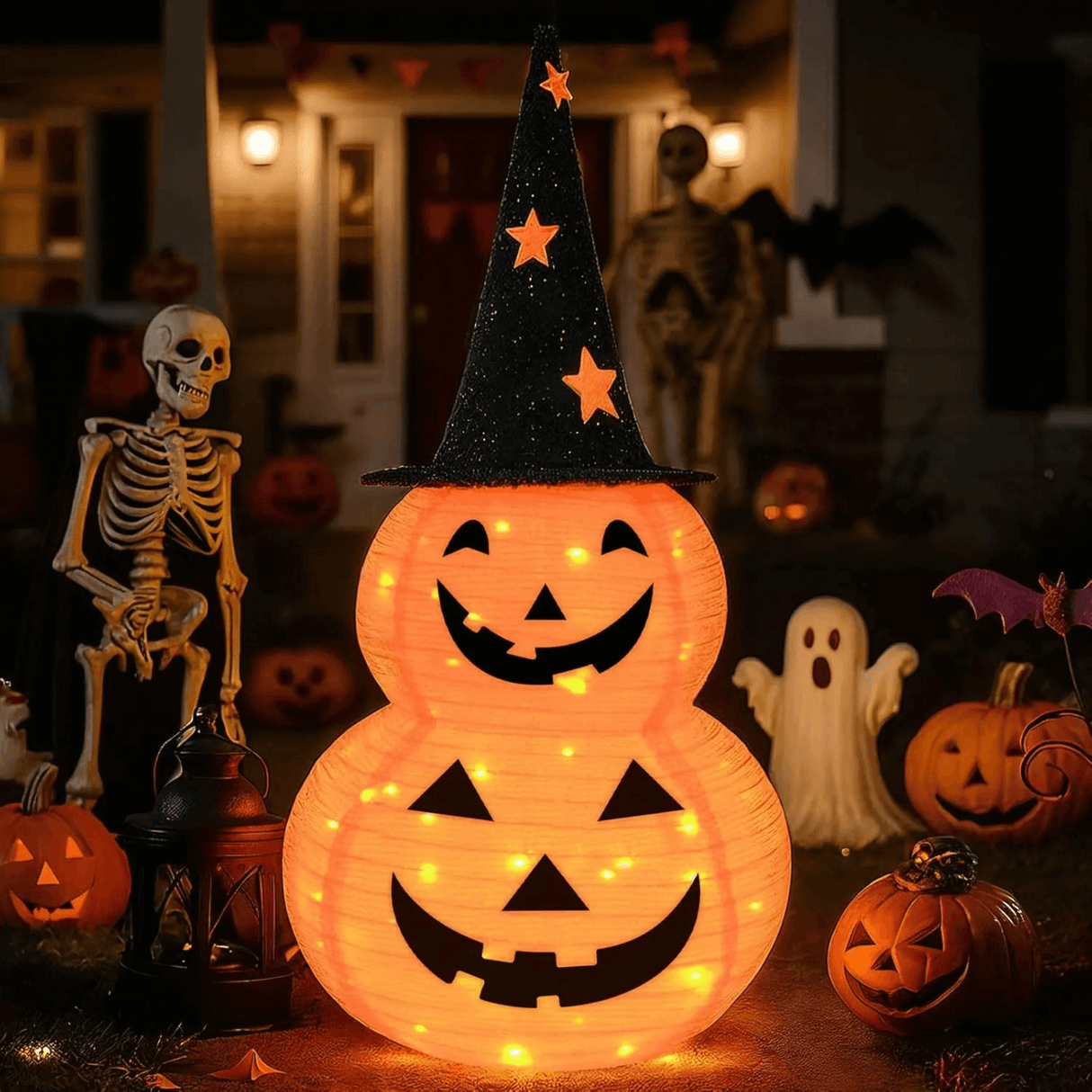 GlowPump – Hopfällbar Upplyst Halloween Pumpa med LED, Timer & Batteridriven Dekoration för Inomhus och Utomhus