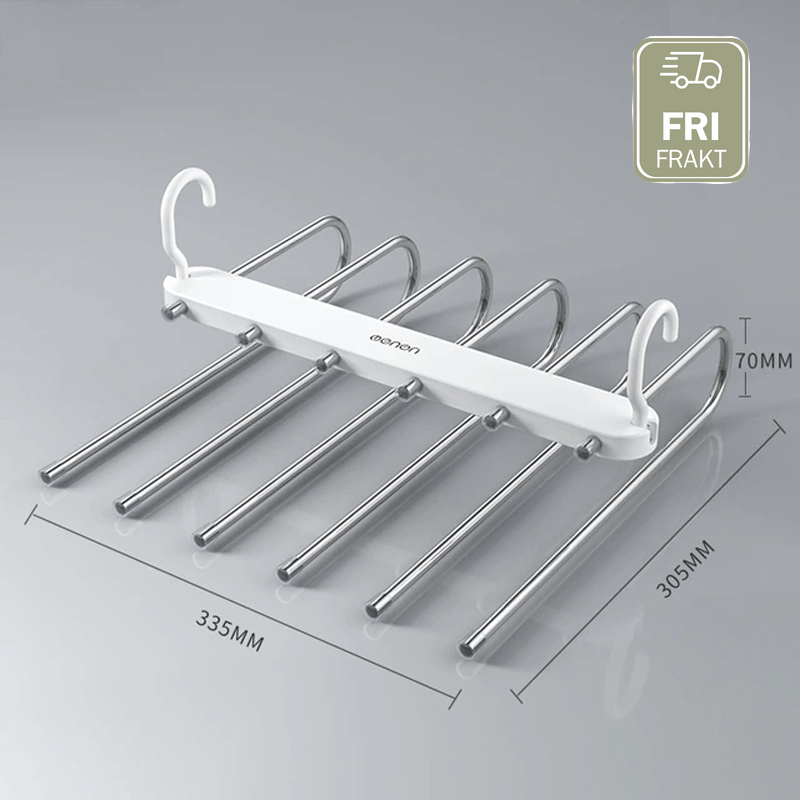 6-i-1 foldbar bukseophæng i rustfrit stål | Multifunktionel tøjophæng til garderobe og rejser – Spar plads med justerbare lag