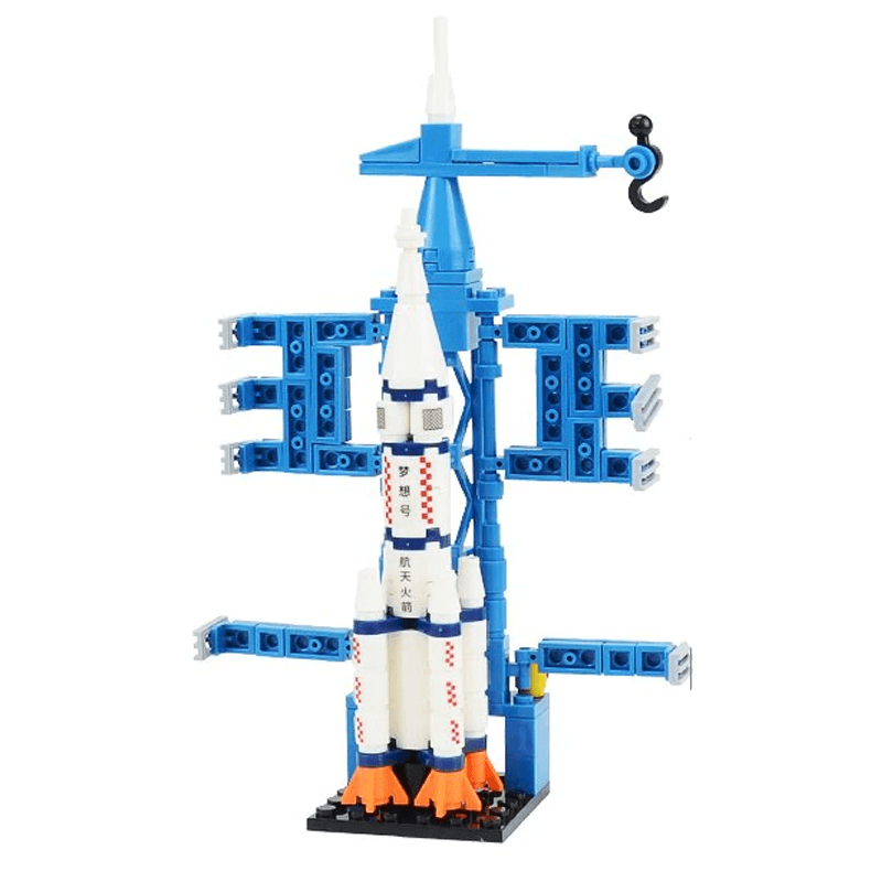 AstroPlay - Byggsats för Rymdraketer med Astronautfigur och Startrampsblock för Barn