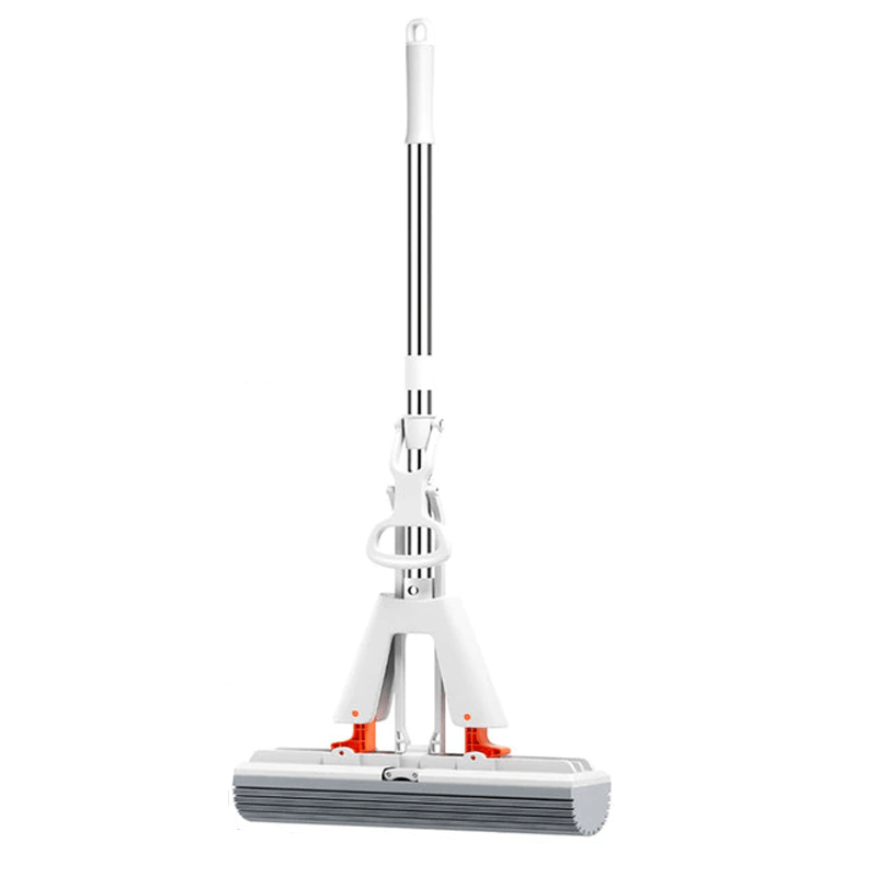 Självpressande Mopp med Teleskopskaft – Hopfällbar Bomullsmopp för Effektiv Golvrengöring & Torkning