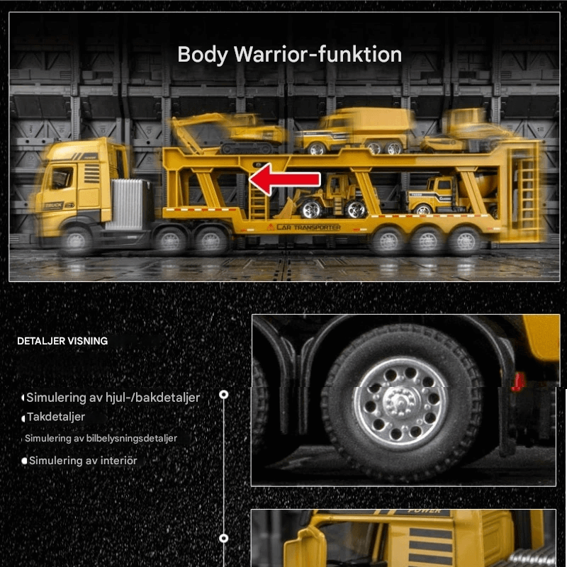 Simulerad Dubbeldeckare Trailer Lastbil – Komplett Modellset för Bygglek och Samlare
