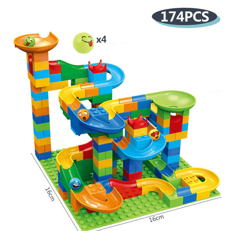 Marble Run Building Blocks - Creative Labyrinth with Slide and Ball Track for Kids - Educational Play for Problem Solving and Imagination