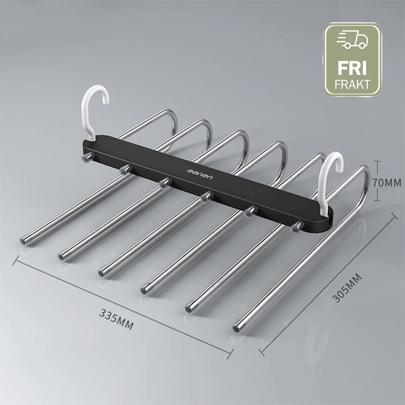 6-i-1 foldbar bukseophæng i rustfrit stål | Multifunktionel tøjophæng til garderobe og rejser – Spar plads med justerbare lag