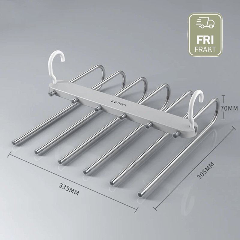 6-i-1 foldbar bukseophæng i rustfrit stål | Multifunktionel tøjophæng til garderobe og rejser – Spar plads med justerbare lag