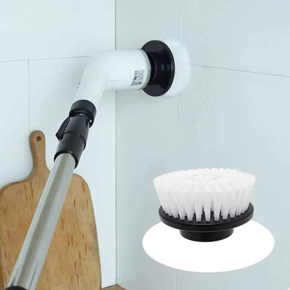 SpinClean - 9-i-1 elektrisk rengøringsbørste med stang til skånsom rengøring