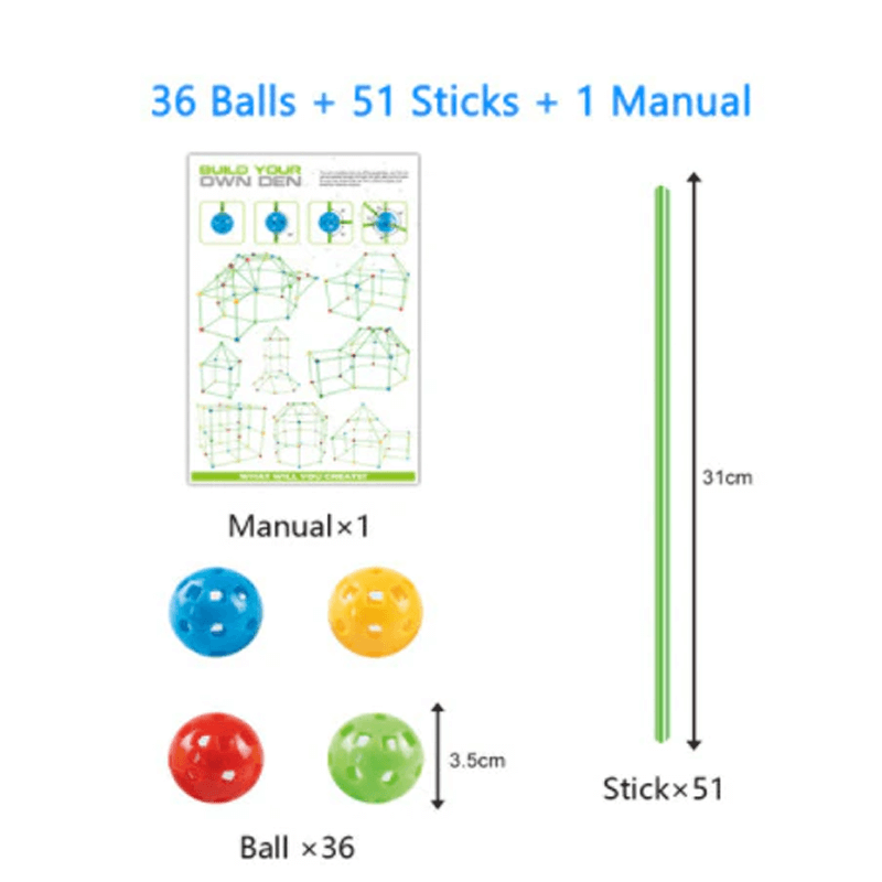 3D Lekhus | Byggsats med Pinnar DIY Gör Det Själv Lärande för Barn