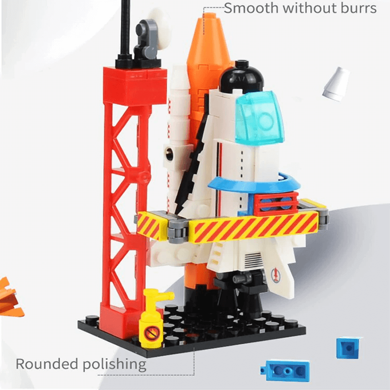 AstroPlay - Byggsats för Rymdraketer med Astronautfigur och Startrampsblock för Barn