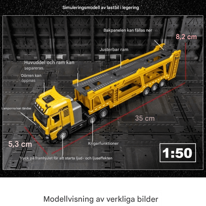 Simulerad Dubbeldeckare Trailer Lastbil – Komplett Modellset för Bygglek och Samlare