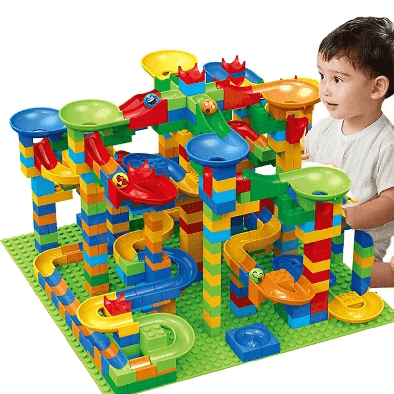 Marble Run Building Blocks - Creative Labyrinth with Slide and Ball Track for Kids - Educational Play for Problem Solving and Imagination
