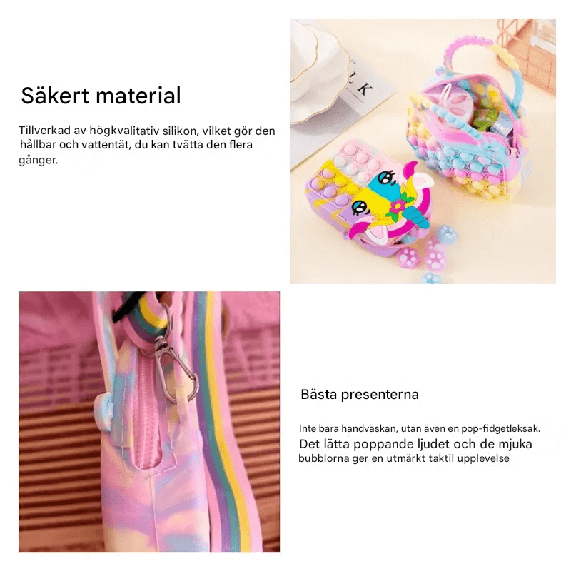Tryck Pop Bubbla Väska – Fidget Handväska i Silikon för Barn med Sensorisk Lek