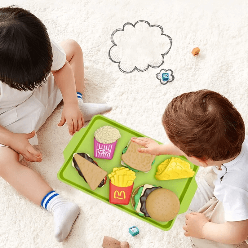 Mini Pretend Food Set – Realistisk Hamburgartallrik för Barns Rollspel