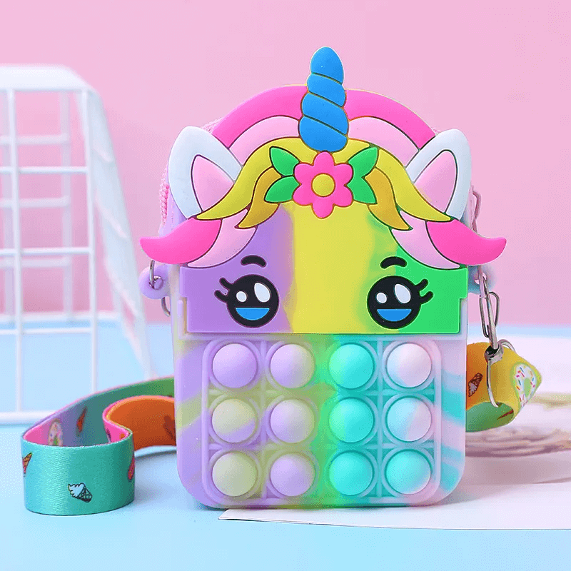 Tryck Pop Bubbla Väska – Fidget Handväska i Silikon för Barn med Sensorisk Lek