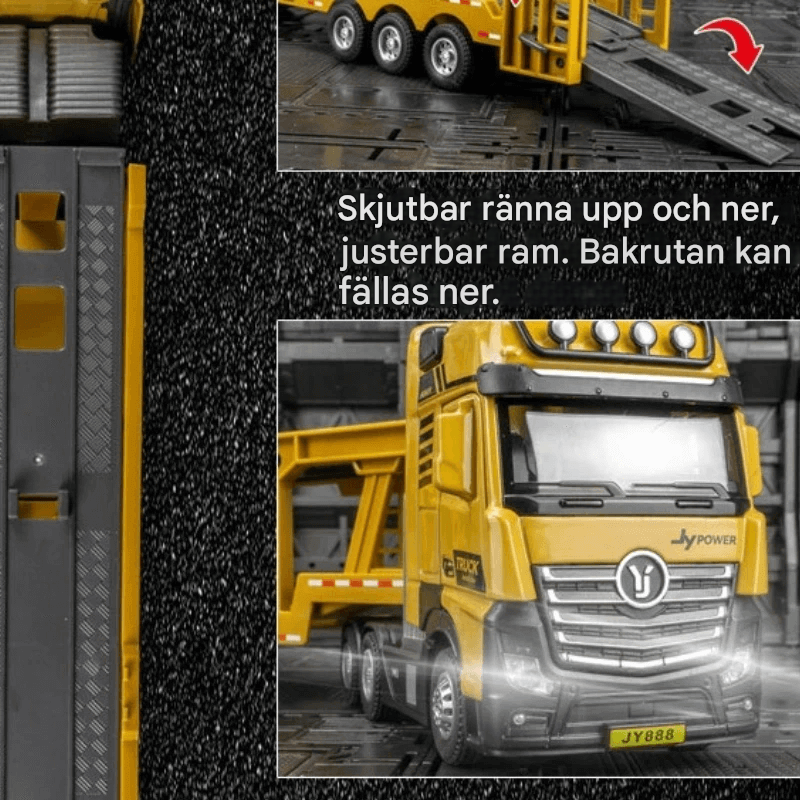 Simulerad Dubbeldeckare Trailer Lastbil – Komplett Modellset för Bygglek och Samlare