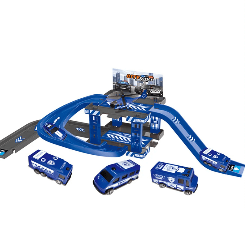 Bil Parkeringshus Leksaksset – Fri Montering med Flera Leksaksbilar och Olika Stilar