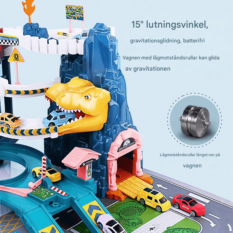 Dinosaurie Järnvägspark Leksakset – Kreativ Byggbar Banan med Dynamiska Bilar för Barn