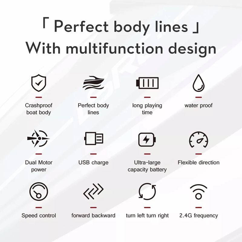 Hurtig fjernstyret båd – 25 km/t racerbåd med IPX4 vandtæthed og vandkølesystem