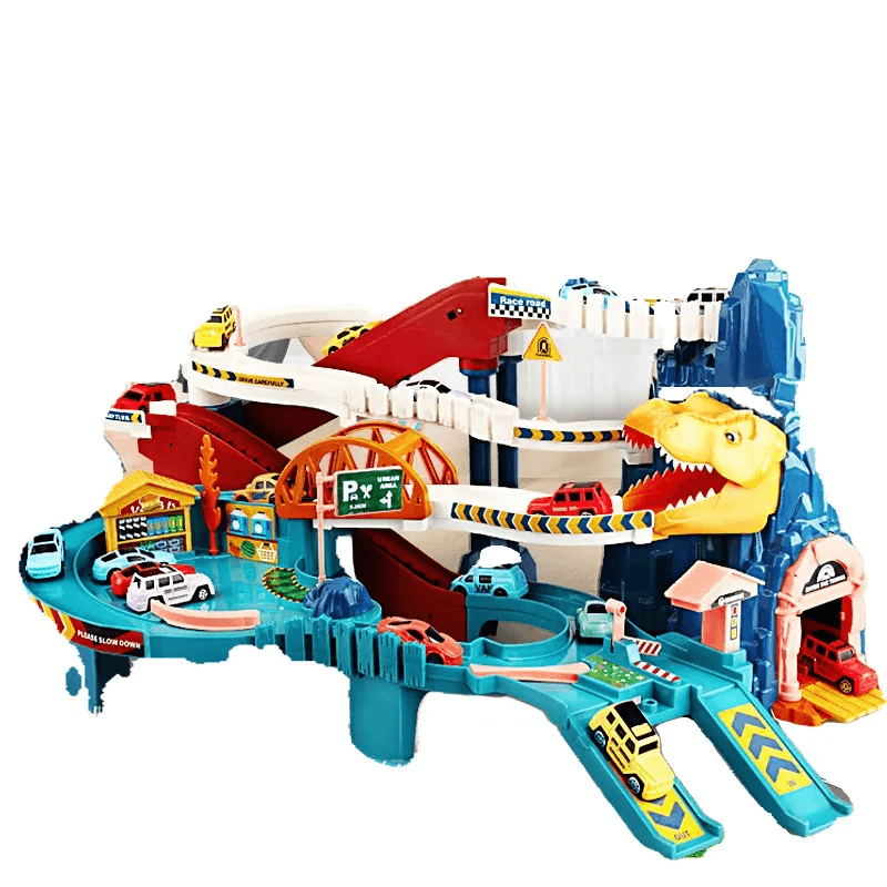 Dinosaurie Järnvägspark Leksakset – Kreativ Byggbar Banan med Dynamiska Bilar för Barn
