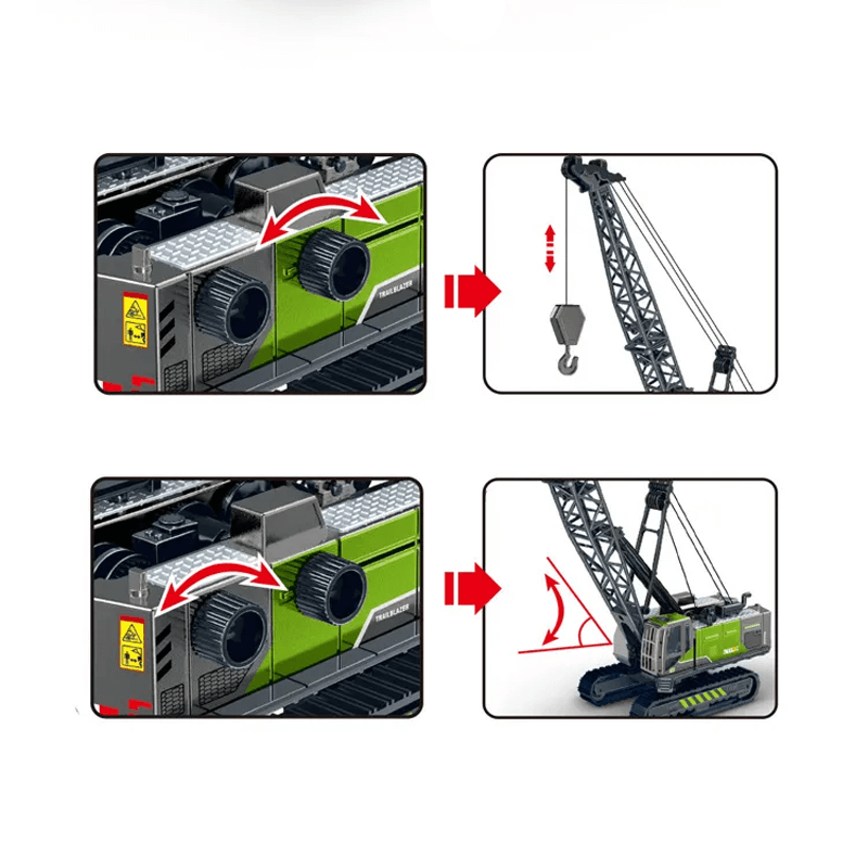 Byggnadsfordon Leksak 1:50 – Simulerad Grävmaskin, Kran och Lastbil med Rörliga Leder