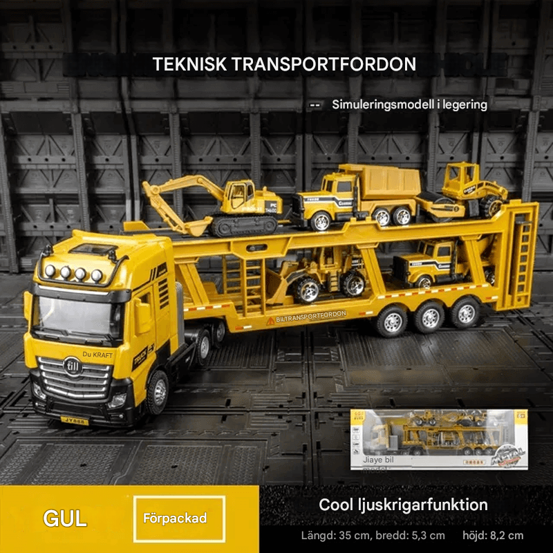 Simulerad Dubbeldeckare Trailer Lastbil – Komplett Modellset för Bygglek och Samlare